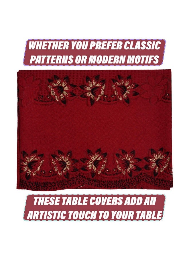 Kuber Industries Center Table Cover | 4-Seater Table Cover | Net Tabletop Cover | Kitchen Table Cloth | Table Protector Cover | Flower Painting-Design | 40x60 Inch | CTC | Maroon