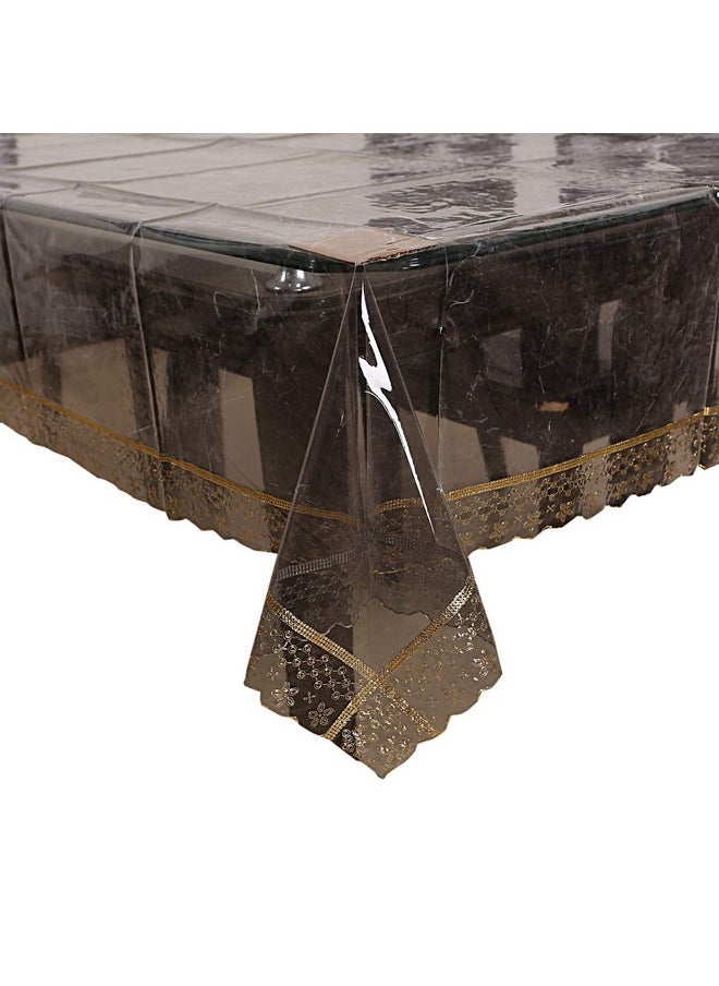 Kuber Industries PVC Golden Lace Rectangular 6 Seater Dining Table Cover (CTKTC01272, Black Transparent)(Polyvinyl Chloride (PVC), pack of 1)
