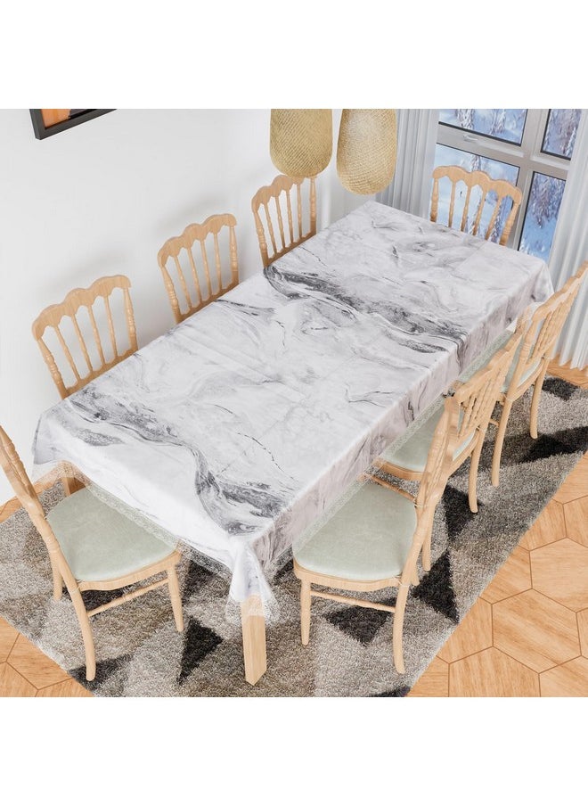 Kuber Industries Dining Table Cover | PVC Table Cloth Cover | 8 Seater Table Cloth | Marble Table Cover | Table Protector | Table Cover for Dining Table | 60x108 Inch | DTC | Gray