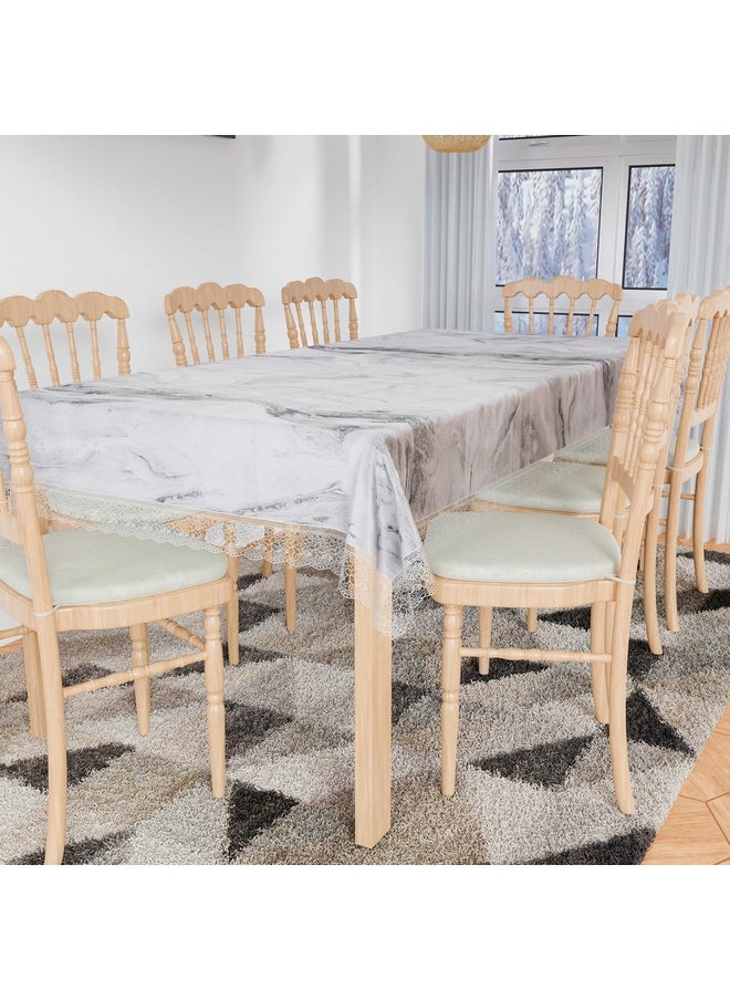 Kuber Industries Dining Table Cover | PVC Table Cloth Cover | 8 Seater Table Cloth | Marble Table Cover | Table Protector | Table Cover for Dining Table | 60x108 Inch | DTC | Gray