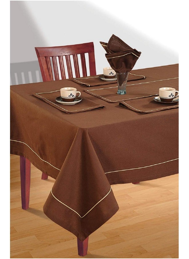 Swayam Multipurpose Cotton (274 cm x 150 cm) Table Cover/Cloth for 8 Seater Dining Table (Set 1) - 200TC, Color-Fast, Machine Washable, Dark Brown