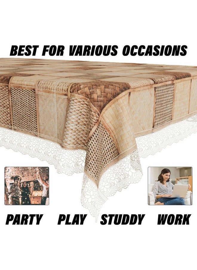 Kuber Industries Dining Table Cover | Kitchen Dining Tablecloth | 4 Seater Center Table Cover | Dining Table Cover for Hall Décor | Chatai Kitchen Tablecloth | 45x70 | Brown