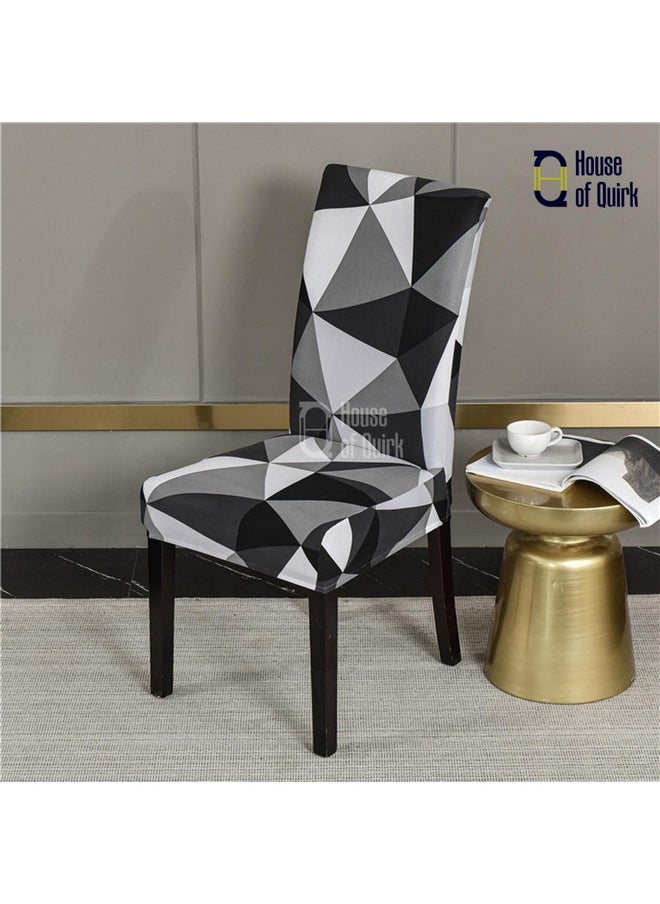 House of Quirk Dining Chair Cover with Table Covers for Kitchen Waterproof Dining Table Cloth (Black Triangle, 1 Table Cover + 4 Chair Cover)