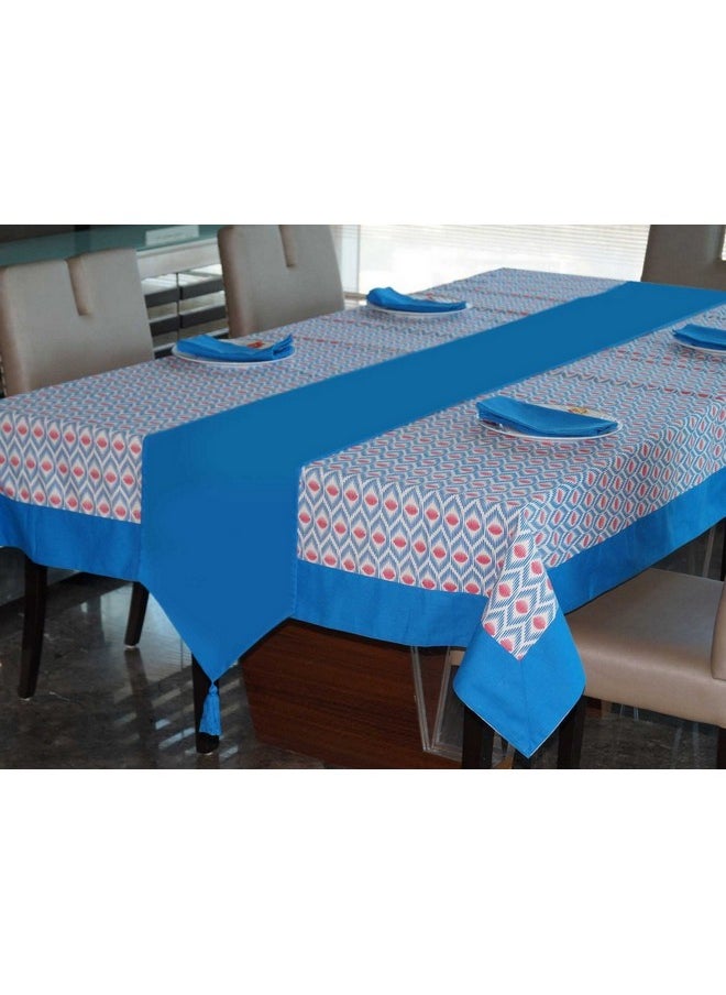 Lushomes Dining Table Cover 6 Seater Set, Circles Printed 6 Seater Table Linen Set, Home Decor Items (1 Table Cloth 60 x 90 inches + 1 Runner in Size 12x102 Inches+ 6 Napkins in Size 17x17 Inches)