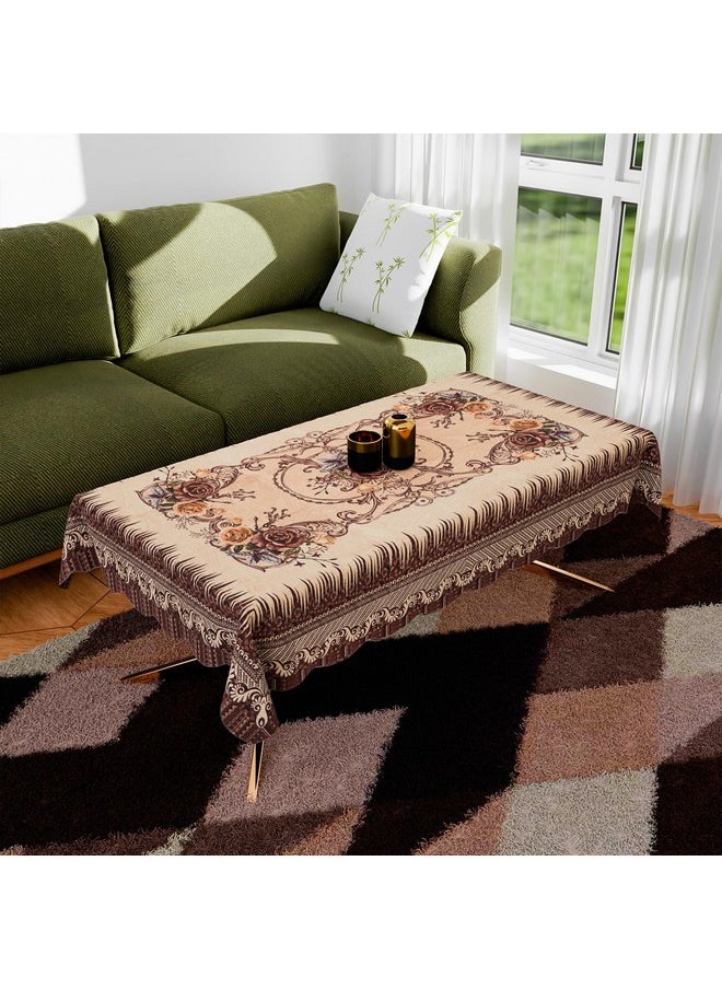 Kuber Industries Center Table Cover | Polyester Table Cloth Cover | 4 Seater Table Cloth | Pancy Panting Table Cover | Table Protector | Table Cover for Center Table | 40x60 Inch | Brown