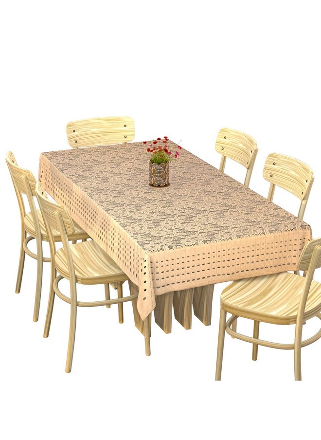 Kuber Industries Cotton Floral Design Shining Cotton 6 Seater Dining Table Cover 60x90 Inches (Gold)-CTKTC32471,Rectangular,1 Piece