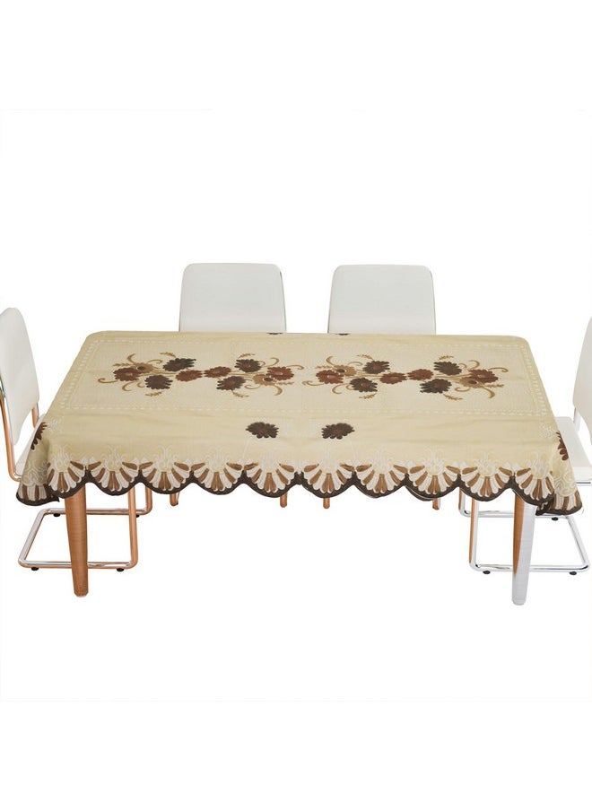 Kuber Industries Dining Table Cover | Flower Design Dining Table Cover | Shinning Net Dining Table Cover | Tablecloth for Dining Area | Home Decor | 60x90 | Cream