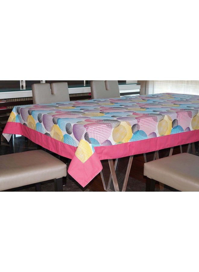 Lushomes 12 Seater Circles Printed Dining Table Cover Cloth Linen (Size- 120 x 70 Inches, Single Pc)