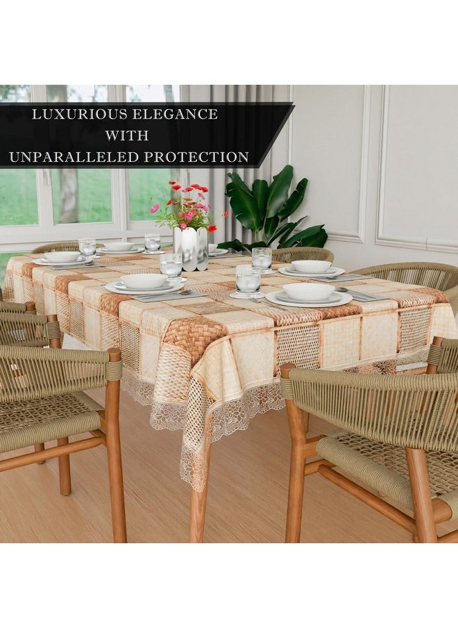 Kuber Industries Dining Table Cover | 60x90 Inch | 6 Seater Dining Table | PVC Table Cloth | Kitchen Table Cover | Waterproof Table Cover | Table Cloth for Dining Table | Chatai | Brown