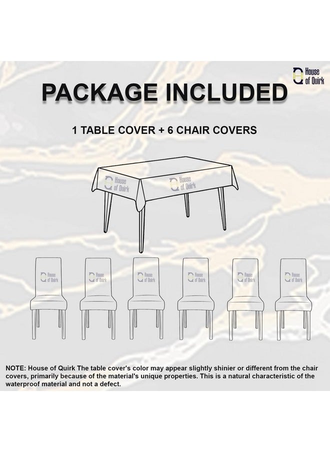 House of Quirk Dining Chair Cover with Table Covers for Kitchen Waterproof Dining Table Cloth (Dark Sunrise, 1 Table Cover + 6 Chair Cover)