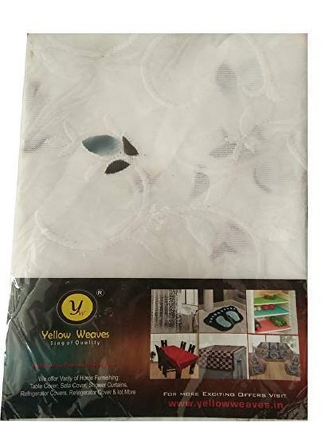 Yellow Weaves Polyester Floral Rectangular Designer Net Fabric Center Table Cloth - 40x60 Inches, White,Pack of 1