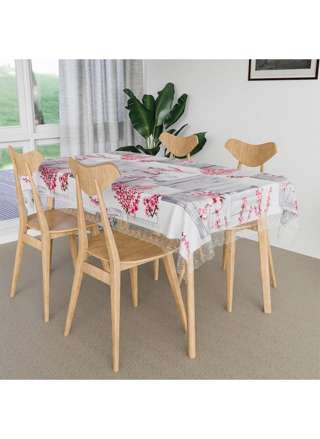 Kuber Industries Dining Table Cover | Kitchen Dining Tablecloth | 4 Seater Center Table Cover | Dining Table Cover for Hall Décor | Pink Flower Kitchen Tablecloth | 45x70 | Gray