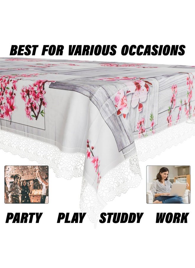 Kuber Industries Dining Table Cover | Kitchen Dining Tablecloth | 4 Seater Center Table Cover | Dining Table Cover for Hall Décor | Pink Flower Kitchen Tablecloth | 45x70 | Gray