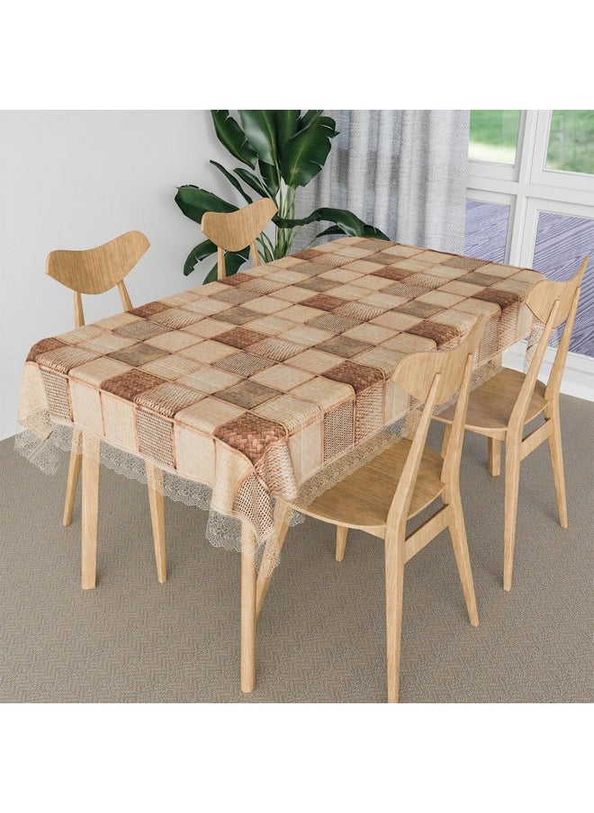 Kuber Industries Dining Table Cover | PVC Kitchen Dining Tablecloth | 4 Seater Center Table Cover | Dining Table Cover | Chatai Kitchen Tablecloth | 45x70 | Brown