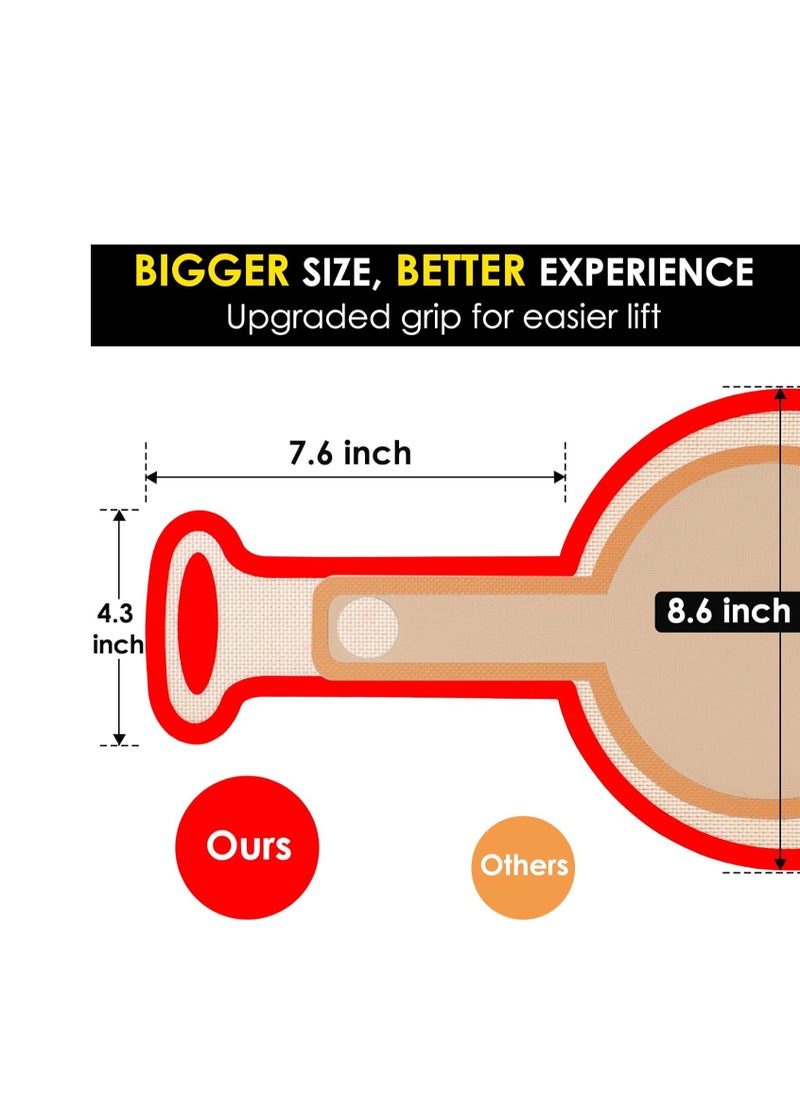 Upgraded Silicone Bread Sling Dutch Oven Liners Sourdough Baking Supplies Reusable Non-Stick Bread Mat Cast Iron Sheet Extra Long Handles Larger Size 8.6 Inch Diameter (Red, 1)