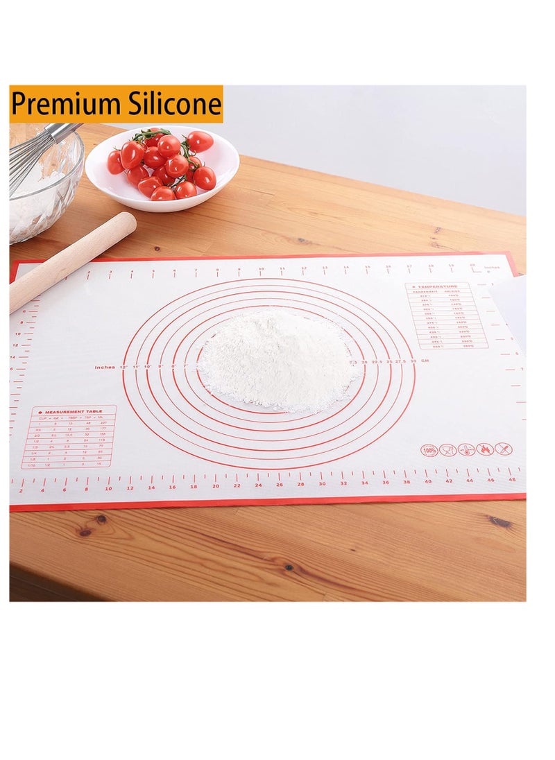 Silicone Pastry Mat Extra Thick Non Stick Baking Mat, Fondant Mat,Counter Mat,Dough Rolling Mat, Oven Liner, Pie Crust Mat