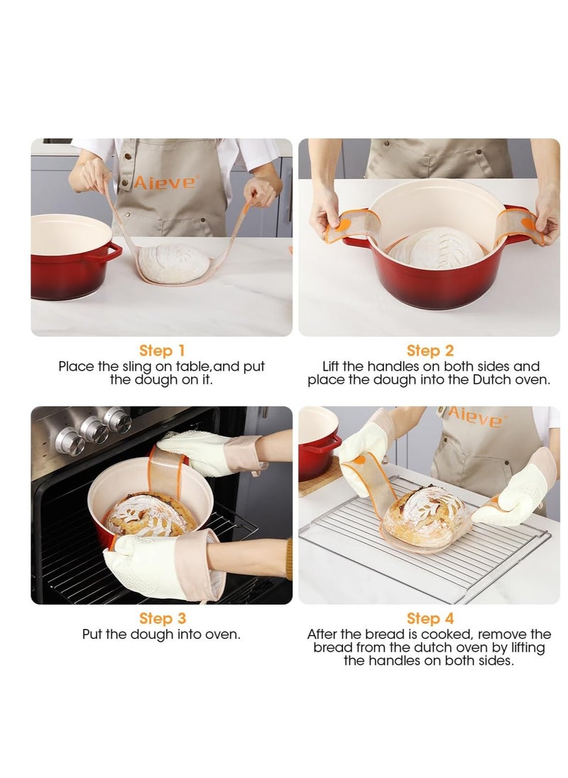 Aieve Silicone Bread Sling, Bread Sling Dutch Oven Silicone Baking Mat Sling 2 Pack