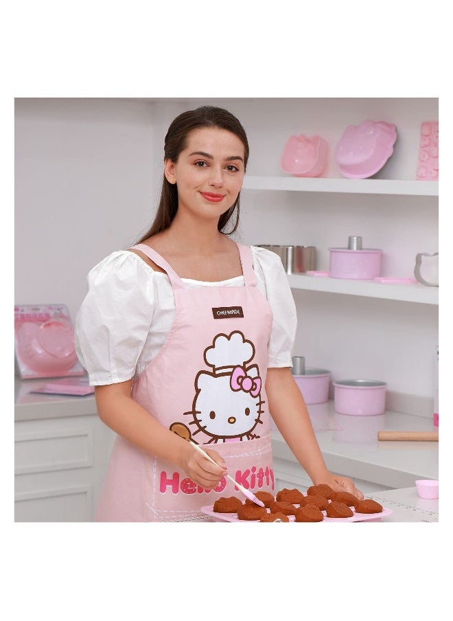 Hello Kitty 100% Cotton Apron Adjustable Cross Back Dress with 2 Pockets Kitchen Aprons