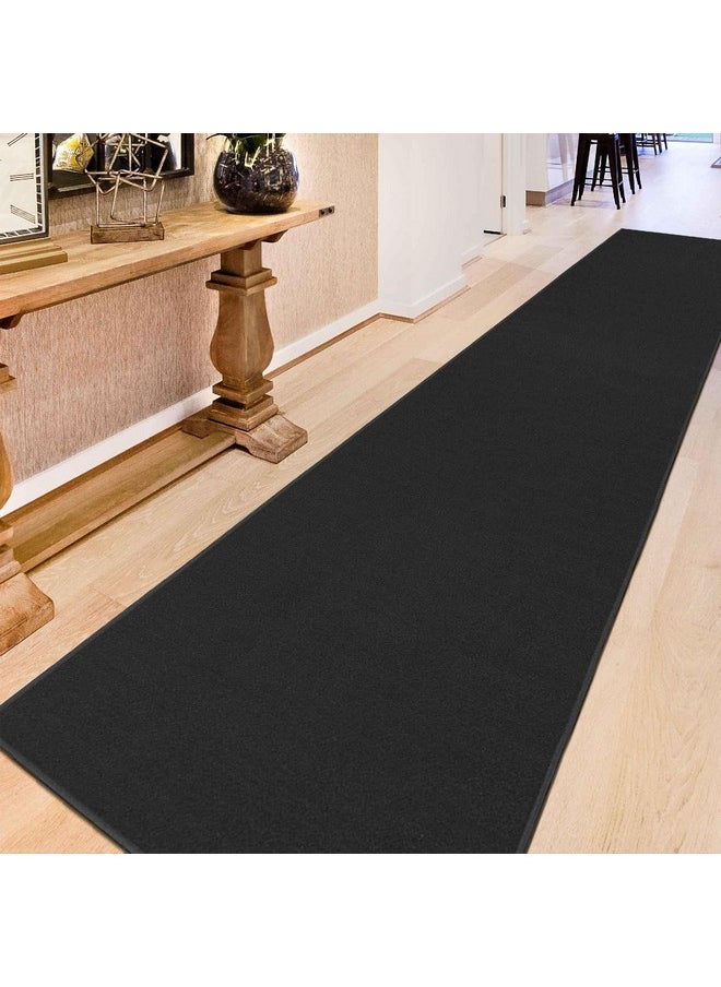 Machine Washable Modern Solid Design Non-Slip Rubberback 2x12 Traditional Runner Rug for Hallway, Kitchen, Bedroom, Living Room, 1'10