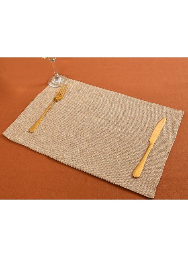 Yellow Weaves Jute Dining 6 Table Placemats with 1 Runner,(12 X 72 Inches) 7 Pcs - Beige