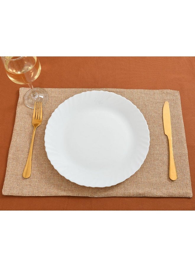 Yellow Weaves Jute Dining 6 Table Placemats with 1 Runner,(12 X 72 Inches) 7 Pcs - Beige