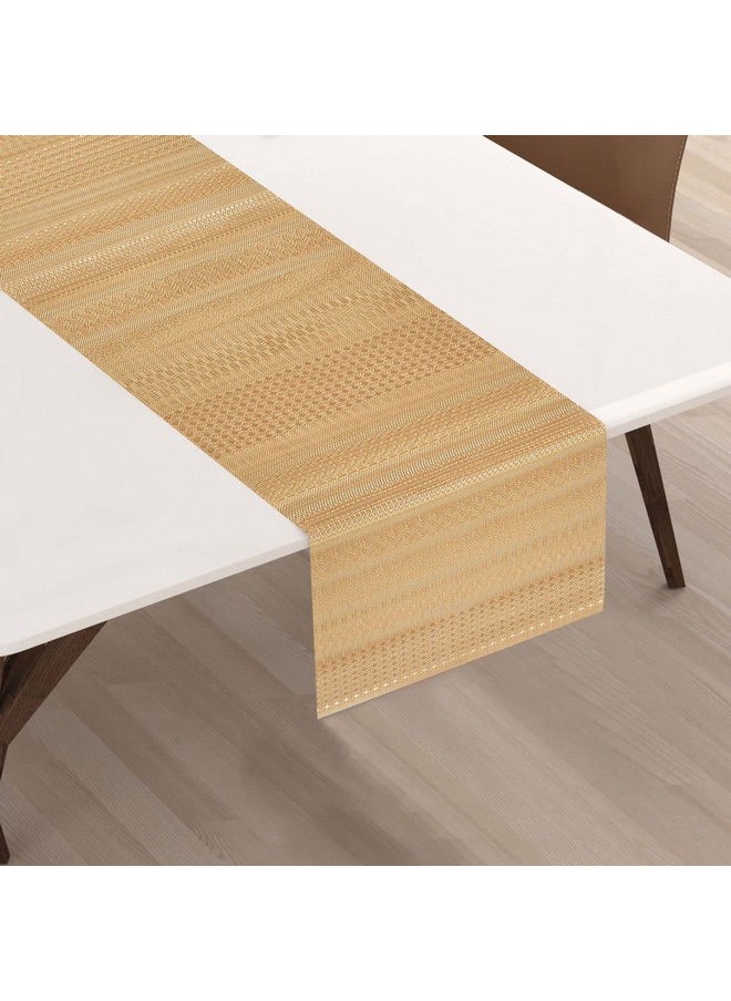 Yellow Weaves PVC Dining Table Runner (30 X 135 CM), 1 Piece - Golden