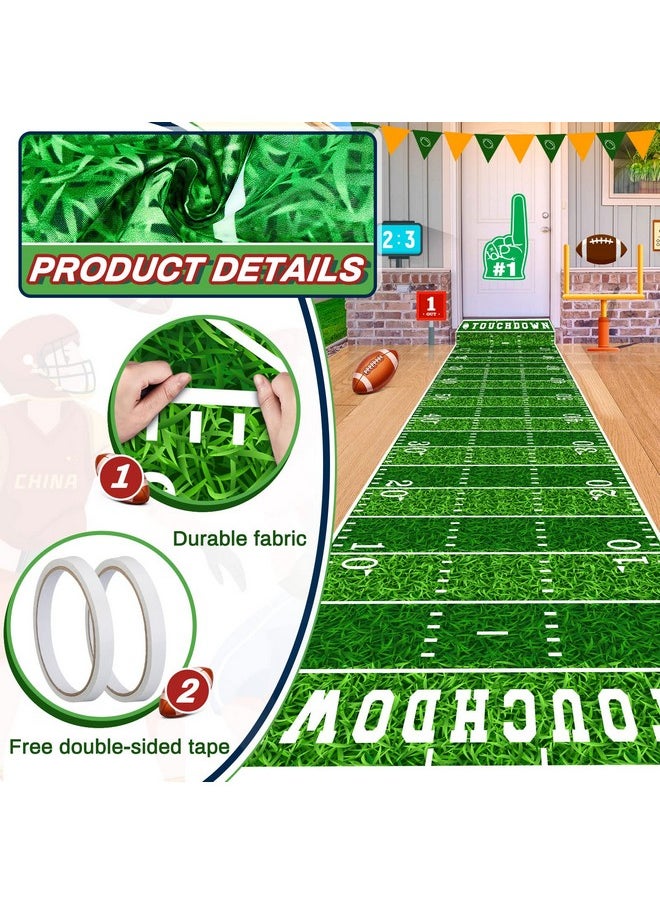 Boao Football Party Supplies 10 ft Football Party Field Aisle Runners Football Tablecloth Touchdown Floor Runners for Game Day Party Football Field Sign Supplies, 24 x 120 Inch (4 Pieces)