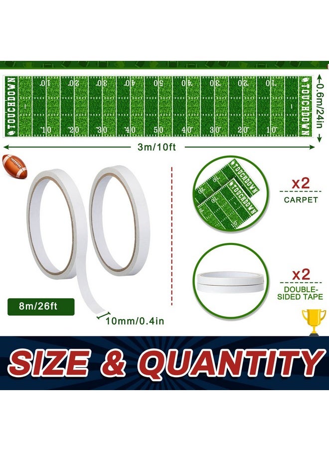 Boao Football Party Supplies 10 ft Football Party Field Aisle Runners Football Tablecloth Touchdown Floor Runners for Game Day Party Football Field Sign Supplies, 24 x 120 Inch (4 Pieces)