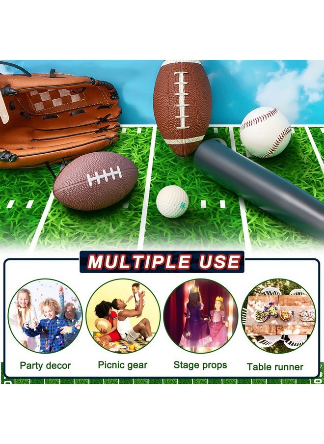 Boao Football Party Supplies 10 ft Football Party Field Aisle Runners Football Tablecloth Touchdown Floor Runners for Game Day Party Football Field Sign Supplies, 24 x 120 Inch (4 Pieces)
