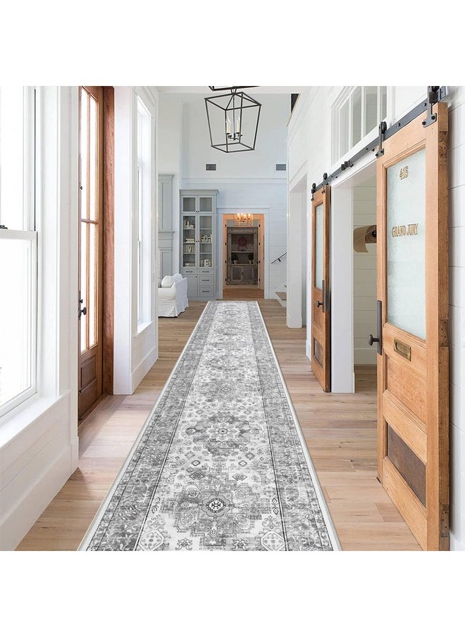 Pauwer Long Hallway Runner Rug 2'6''x14', Boho Washable Runner Rugs with Rubber Backing, Non Slip Carpet Runner for Hallways, Farmhouse Rug Runners for Kitchen Laundry Room Entryway