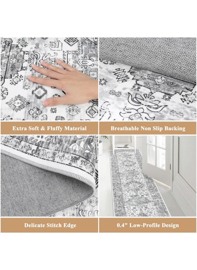 Pauwer Long Hallway Runner Rug 2'6''x14', Boho Washable Runner Rugs with Rubber Backing, Non Slip Carpet Runner for Hallways, Farmhouse Rug Runners for Kitchen Laundry Room Entryway