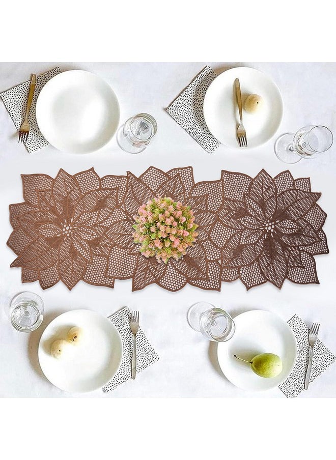 Kuber Industries Table Runner | Coffee Table Runner | Center Table Runner | Dining Table Runner | Kitchen Runner | Leather Runner for Party, Wedding, Family Dinners | Flower | Copper