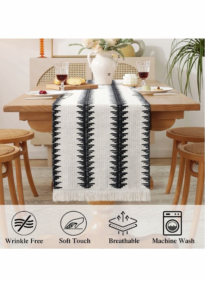 Table Runner, 30 * 180 CM Burlap Table Runner Balck and White for Modern Farmhouse Decor