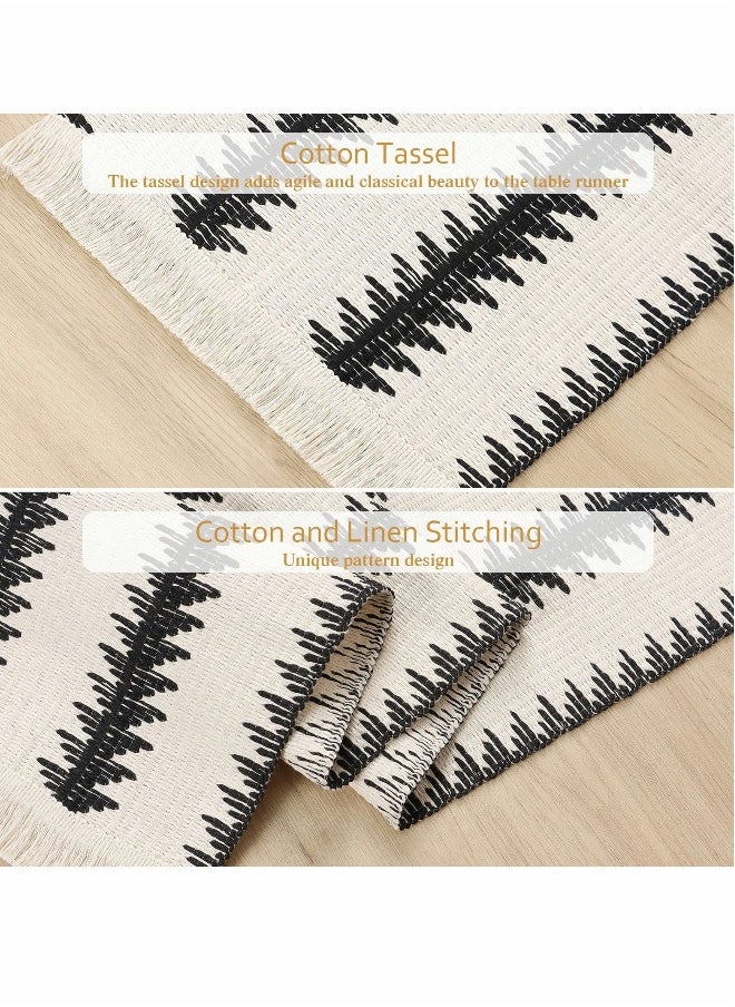 Table Runner, 30 * 180 CM Burlap Table Runner Balck and White for Modern Farmhouse Decor