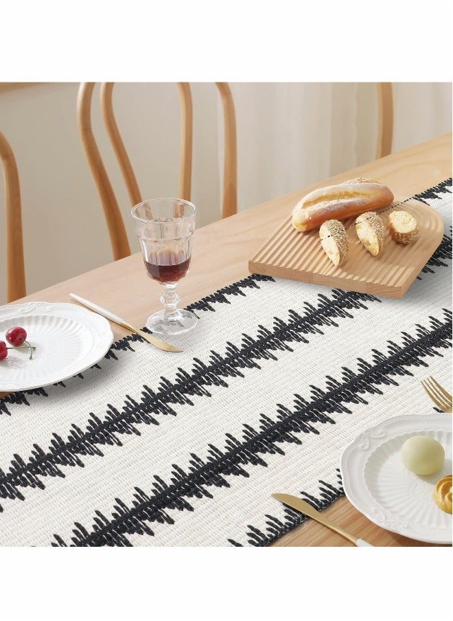 Table Runner, 30 * 180 CM Burlap Table Runner Balck and White for Modern Farmhouse Decor