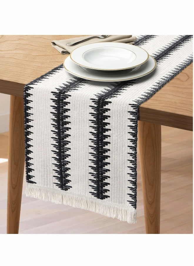 Table Runner, 30 * 180 CM Burlap Table Runner Balck and White for Modern Farmhouse Decor