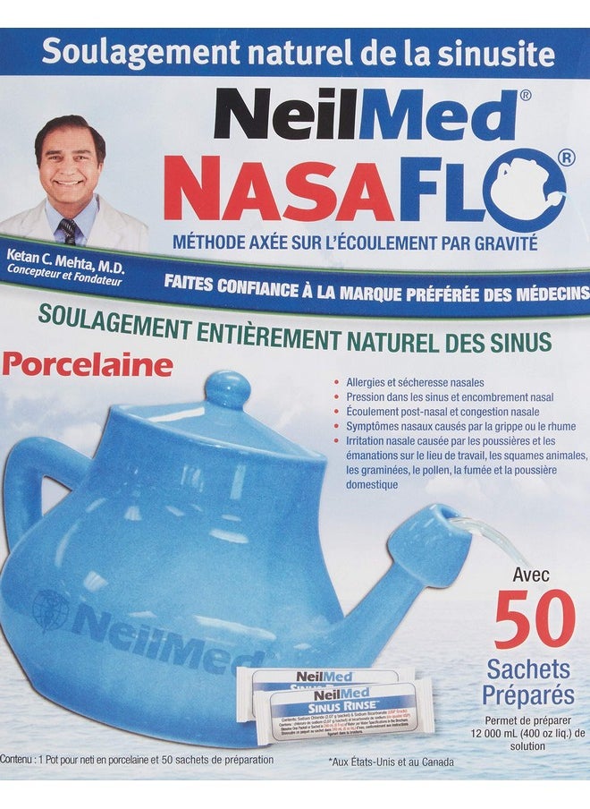 NeilMed Nasaflo Porcelain Neti Pot, 50 Count (packaging may vary)