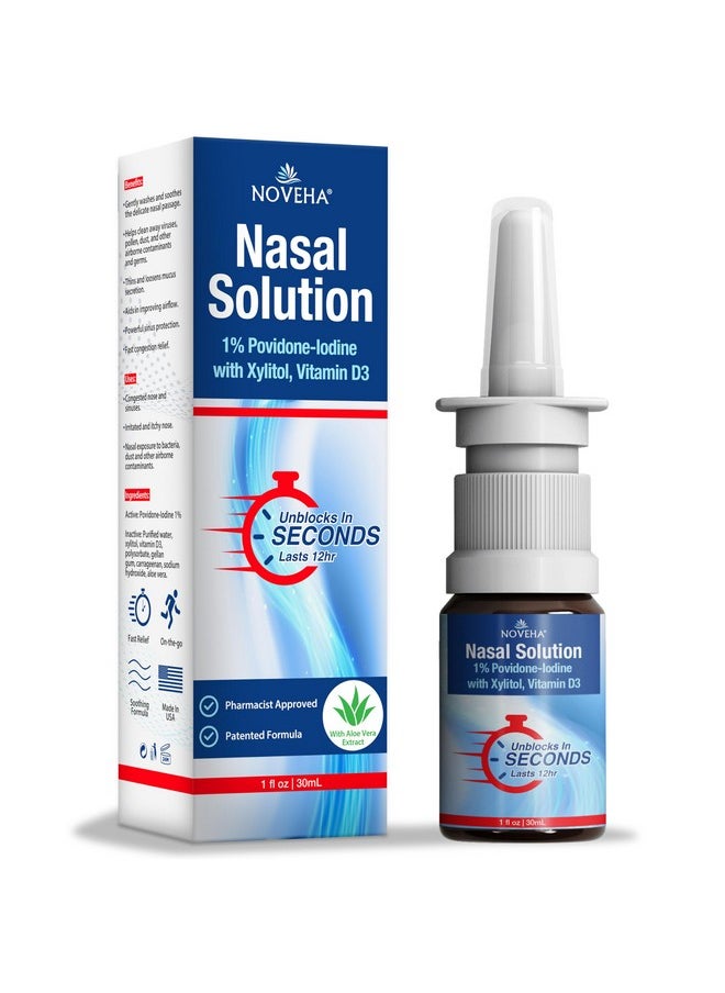 Nasal Spray- 1% Povidone-Iodine Spray, Vitamin D3, Aloe-Vera - Nasal Cleanser (30Ml)