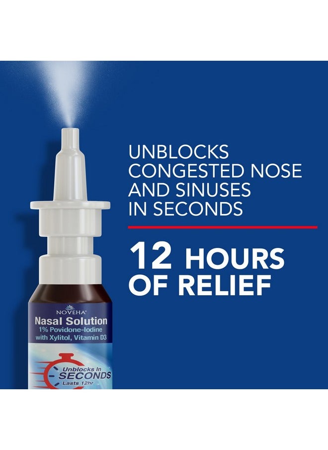 Nasal Spray- 1% Povidone-Iodine Spray, Vitamin D3, Aloe-Vera - Nasal Cleanser (30Ml)