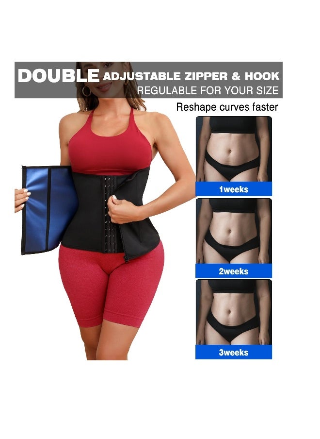 Waist Trainer for Women Belly Fat Sauna Suit Waist Trimmer Sweat Bands for Stomach Weight Loss Workout Belt (L Size)