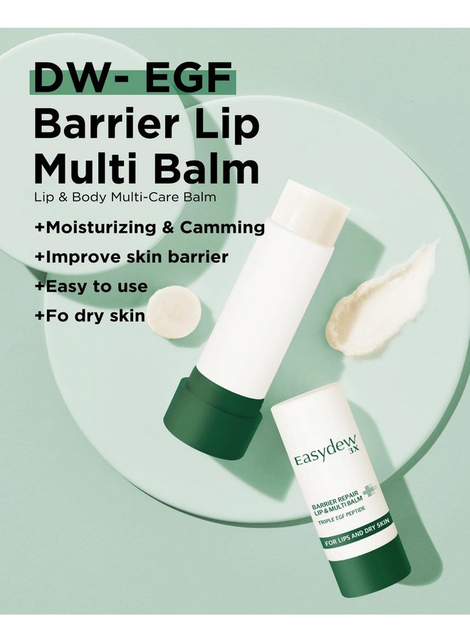 Barrier Lip & Multi Balm - Hydrating And Soothing Multi-Care Stick For Lips, Face, Neck And Body - Egf Peptide, Hyaluronic Acid, Elastin, Collagen, Panthenol - All In One Moisturizer, 0.34 Oz.