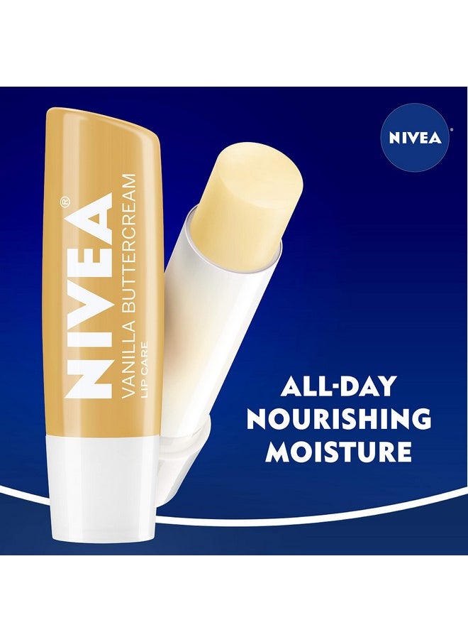 NIVEA Vanilla Buttercream Lip Care - All Day Moisturizing Lip Balm for Soft Lips - Pack of 4