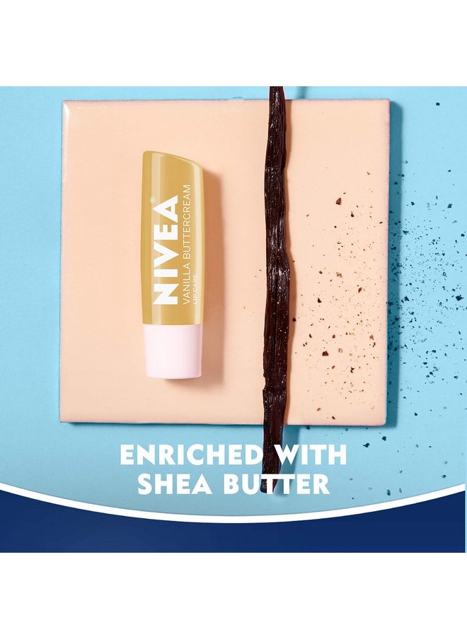 NIVEA Vanilla Buttercream Lip Care - All Day Moisturizing Lip Balm for Soft Lips - Pack of 4