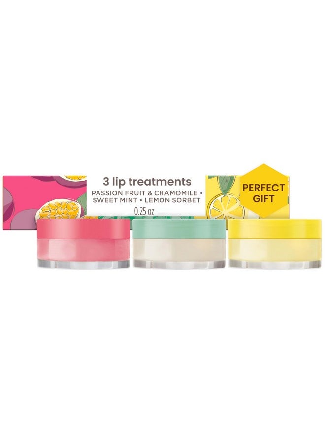 Burt's Bees Stocking Stuffers, 3 Overnight Lip Sleeping Mask Christmas Gifts Set - Exfoliating Scrub Restores, Hydrates & Smooths to Reduce Fine Lines, Passionfruit, Sweet Mint, Lemon Sorbet (3-Pack)