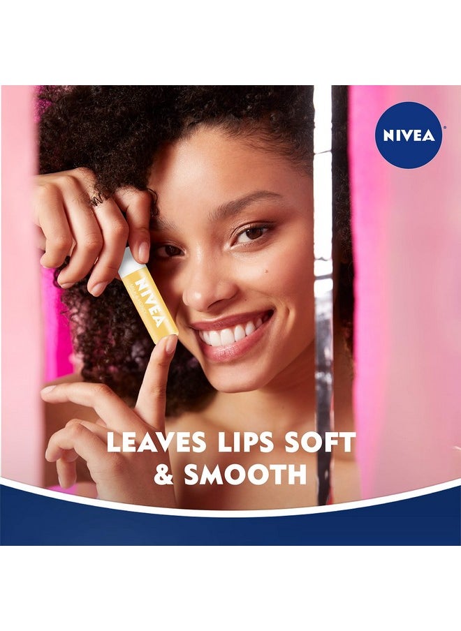 NIVEA Milk and Honey Lip Care, Moisturizing Lip Balm Stick with Shea Butter, 4 Pack of 0.17 Oz Sticks