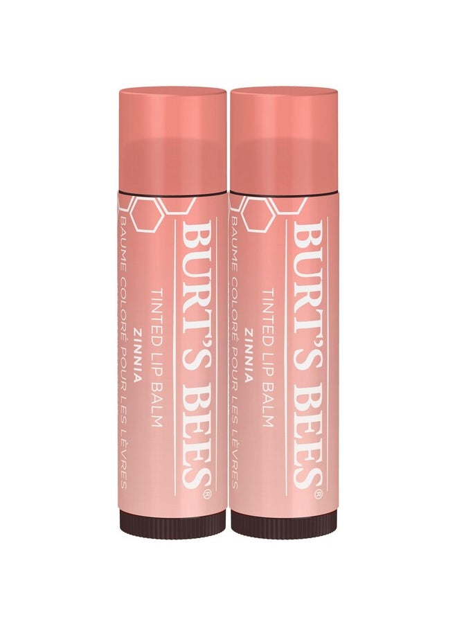 Burt's Bees Lip Tint Balm Stocking Stuffers Gifts, Long Lasting 2 in 1 Duo Tinted Balm Formula, Color Infused with Hydrating Shea Butter for a Natural Looking Buildable Finish, Zinnia (2-Pack)