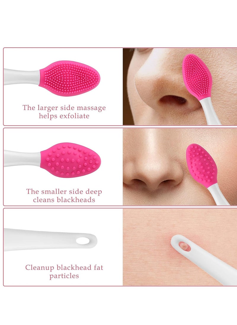 5 Pcs Lip Scrub Brush Double-Sided Silicone Exfoliating Tool Mini Soft ​Lip Brush Cleaner for Men Women lightening dark lips Smoother Fuller Lip Appearance