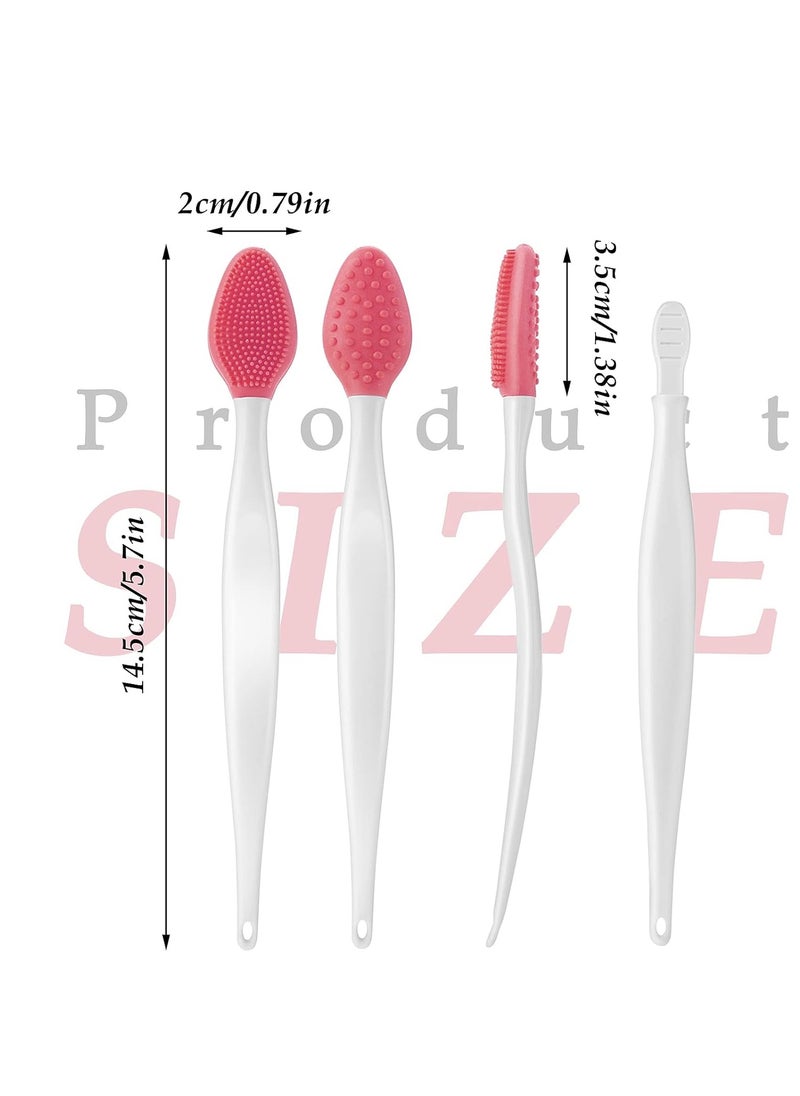 5 Pcs Lip Scrub Brush Double-Sided Silicone Exfoliating Tool Mini Soft ​Lip Brush Cleaner for Men Women lightening dark lips Smoother Fuller Lip Appearance