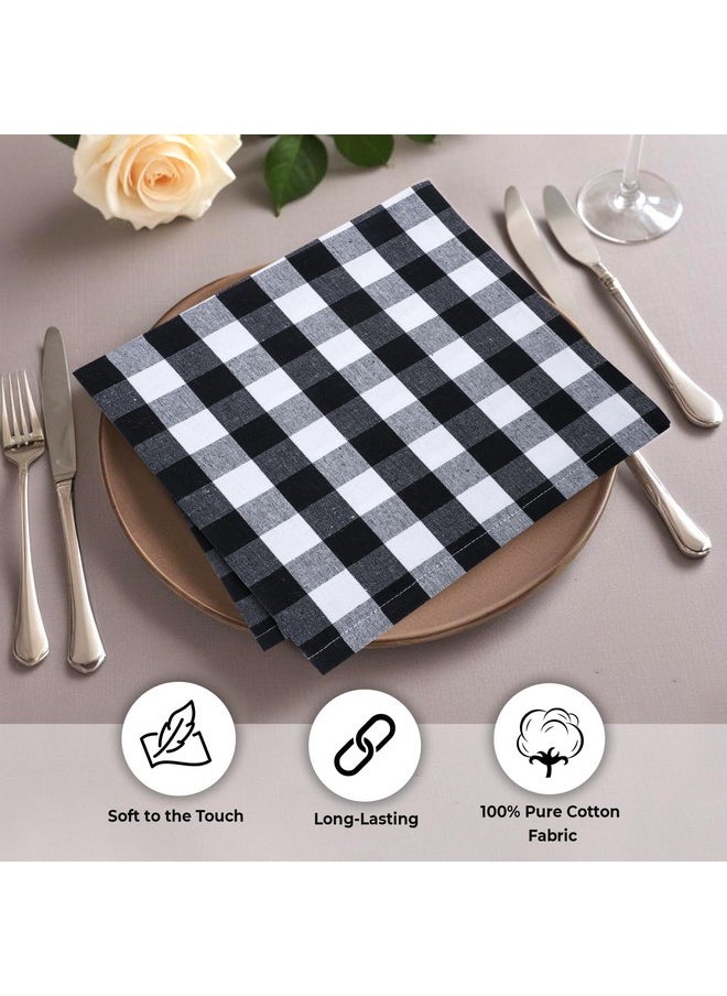 Urban Villa (12 Pack, 20 x 20 Inches) Dinner Napkins Black and White Gingham Buffalo Plaid Checkered Cloth Napkins 100% Cotton Napkins Hotel Quality, Reusable, Washable