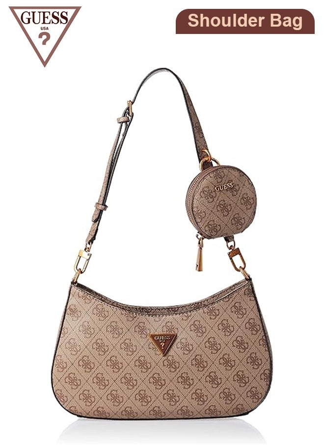 Women's Alexie Top Zip Shoulder Bag, Stylish Brown Hobo Bag with Adjustable Strap, Accessory Pouch and Ample Storage for Everyday Essentials, Spring/Summer 2025 Collection for Women